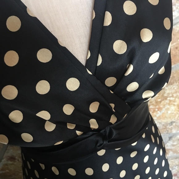 Jessica Howard Black Gold Polka Dot Dress - Picture 3 of 8